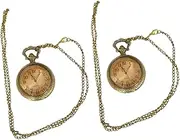 [FOMIYES] 2Pcs Vintage Hanging Pocket Watch Clamshell Design with Embossed Details Durable Material Stylish for Decoration and Practical Use