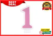 Unique Industries Number 1 Birthday Candle, 3 in, Pink, 1ct --A21--