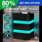ALFORDSON Bedside Table RGB LED Nightstand 3 Drawers 4 Side High Gloss Black