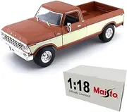 Maisto 1:18 Scale Ford Car Model Metallic Simulation Diecast with Plastic Part Part Officially Licensed (1979 F150 Pick-Up Truck Copper+Cream)