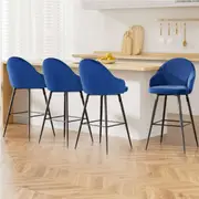 Artiss 4x Bar Stools Velvet Swivel Metal Legs Blue