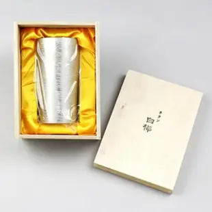 【HORIE】日本製 超輕量雙層 純鈦杯 保冷杯 水杯 啤酒杯(銀L 白樺 350cc)