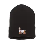 Cocker Spaniel dog embroidered black beanie hat, embroidery winter beanie