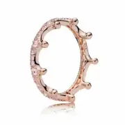 Authentic Pandora 14k Rose Gold Plated Pink Enchantment Crown Ring size 5 (50)