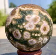 322G Natural Colorful ocean jasperquartz geode crystal sphere ball healing
