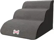 Ramp Stairs for Couch and Bed,Non-Slip 3-Step Pet Stairs,Pet Steps for Small Dogs,Removable Cover,Non-Slip Soft Foam Dog,Dog Stairs 3-Step Sponge Pet Steps for High Couch and Bed (A)