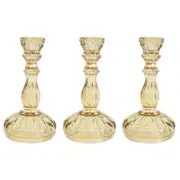 3PK LVD Glass 18cm Medium Taper Stick Candle Holder - Meadow