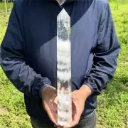 2.46LB Natural Clear Quartz Obelisk Quartz Crystal Point Wand Tower Healing