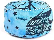 Indian Mandala Tapestry Decorative Floor Designs Cover Ottoman Pouf Cotton Comfortable Indian Cover Cushion Pouf Pillow Indian Indian Ombre Traditional Ethnic Pouf 14” x 24'' (Turquoise Heart Tree)