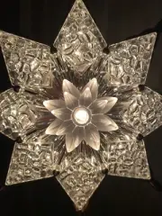 Christmas Lighted 8 Point STAR Tree Topper 2 Sided Acrylic Textured Tinsel