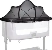 [beberoad] Baby Beside Crib Co-Sleeper Mosquito Net Cover for Travel Cot Bassinet Bedside Sleeper, Insect Cat Net Zipper Mosquito Net for Baby Crib Co-Sleeping Bed (Black)