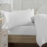 Market & Place 100% Cotton Queen Flannel Sheet Set | 4 Piece Deep Pocket Solid Cozy Winter Bed Sheets | Double Brushed for Extra Softness & Comfort | Chalet Collection (Queen, White)