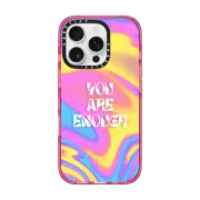 iPhone 16 Pro Impact Case MagSafe Compatible "You Are Enough" vibrant Neon Pink Yellow Blue Gradient Trippy Wavy Psychedelic Swirl