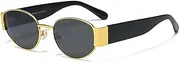 [Generic] Vintage Oval Tr90 Metal Frame Polarized Sunglasses for Mens Womens Retro Mirrored Lens Sun glasses for Driving Fishing UV400 Blocking Protection
