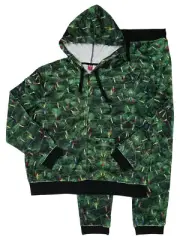 Mens 2-Piece Christmas Tree Xmas Lights Sweatsuit Hoodie & Jogger Set Outfit XXL