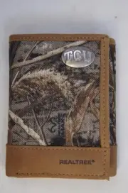 ZEP PRO Texas Christian University TCU Realtree Camo Trifold WALLET TIN BOX