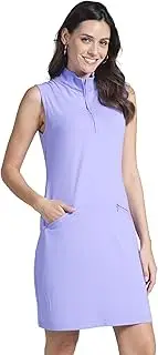 [IBKUL] Sun Protective UPF50+ Icefil Quick Dry Cooling Sleeveless Mock Neck Dress w Pockets 58000
