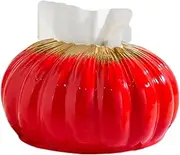 Shell Tissue Box, Ceramic Tissue Box Cover,Tissue Holder for Bathroom, Decorative Facial Paper Organizer Dispenser for Dining Room Living Room Bedroom(Red)