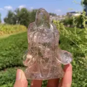 TOP! 0.34kg Carved Natural Smoky Quartz Death Skull Crystal Reiki Halloween gift