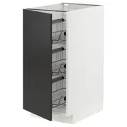 METOD base cabinet with wire baskets, white/Nickebo matt anthracite, 40x60x80 cm