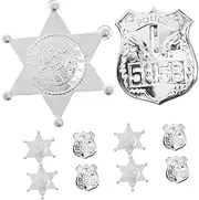 10pcs Police Badge Prop Cosplay Badges for Fun Role Play Accessories Hexagram Star Design for Imaginative Play and Themed Parties