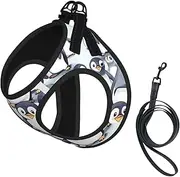 many Cute Baby Penguins Sketch print Dog Harness and Leash Set, Reflective Adjustable Puppy Vest for Small Medium Large Dogs, Cats