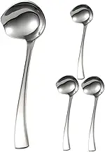 BRIGHTFUFU Stainless Steel Sauce Spoons Set 4pcs Ergonomic Handles for Smooth Sauce Serving