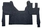 Black with Blue Eco Leather Floor Mats+Engine Cover for Ford F-Max 2018+ RightHD
