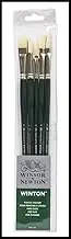 Winsor & Newton Winton Long Handle Brush (5 Pack) (Round 6, Filbert 6, Flat 6, Bright 8, Fan 3)