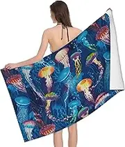 JBYJBX Colored Jellyfish Print Beach Towel Quick Dry Sandproof Microfiber Beach Bath Towel for Travel Pool Camping