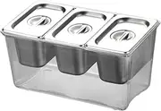 SiaBiced Refrigerated Condiment Server Tray Commercial Box Removable Containers Condiment Organizer Box for Bars, 3 compartments