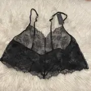Natori Large Cami Black Chantilly Lace 788339 Sheer Pullover NEW $98