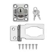 Keyed Hasp Lock with Keys & Screws 2.5 Inch 90°Right Angle for Cabinet (Silver)