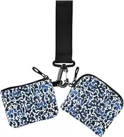 [GuoChe] Dual Wristlet Wallets for Women Tie Dye Abstract Blue Large Capacity Wristlet Wallet Key Holder with Keychain for Work Travel 2 Pcs, tie dye abstract blue, 4.13" x 3.51" & 4.13" x 4.13", Retro