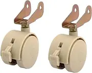 Aexit 2pcs (Civil equipment hardware accessories) 2-inch Plastic Crib Swivel Clamp Caster Wheel Tan (85ry535qf776) w Brake