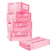 Set of 4 Plastic Collapsible Storage Crates, 25L Collapsible Storage Bins, Mu...