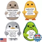 Suamsy Mini Positive Potato Gifts, 4PCS Cute Crochet Animals Duck Penguins Wo