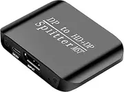 DP Splitter, 4K DP Distributor, Double Monitors Distributor Two-Screen Split Display Large for PC Laptops Home Presentation