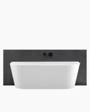 Back to Wall Bath 1700 Compact Acrylic Matte White Oval Modern Bathtub Thin Edge