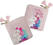 [LIFKOME] 1Pc Cartoon Unicorns PU Zipper Wallet for Cute Small Zipper Purse Pink Lightweight Design Closure Present for Teens and Women