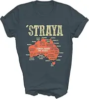 [Above Good Tee] Vintage Aussie Day Straya Australia Map G'Day Mate Australian Unisex Shirt Gift Women Men T-Shirt (Dark Heather;XL)