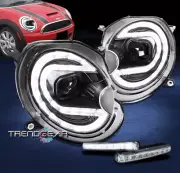 Fit 2007-2013 Mini Cooper LED Tube Projector Black Headlights Headlamp w/DRL Kit (for: Mini)