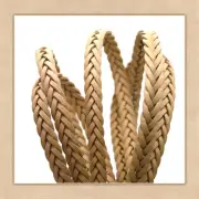 Flat Braided Genuine Leather Cord for Bracelet Making 12.5x6 mm, Beige- 1.1 Yd