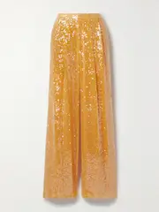 [LAPOINTE] LAPOINTE - Pleated Sequined Crepe Straight-leg Pants - Orange - US4 US 4 Orange