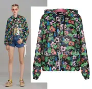 LOVE MOSCHINO JACKET HAWAIIAN PRINT TECHNO WINDBREAKER HOODED sz IT 38 US 2