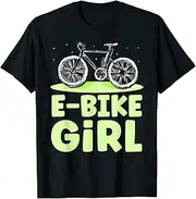 [X.Style] E Bike Girl Biking Cyclist Electric Biker ds743 T-Shirt (XL) Black