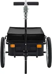 Cycling Trailers Black Bike Cargo Trailer, Hand Wagon Weather Resistance Heavy Steel Frame Construction Foldable Stand for Long Distance Tours for Adults