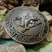 Large Welsh Dragon Brooch Wales Tartan Plaid Pewter Pin