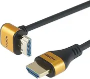 Holic HL10-568GD Premium High Speed HDMI Cable, L-Shaped 270°, 3.3 ft (1 m), 18Gbps, 4K/60p, HDR, HDMI 2.0 Standard, Gold