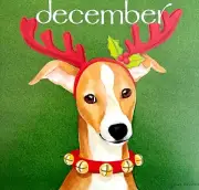 Whippet Reindeer December Christmas Dog Days Poster Calendar 14 x 11" DWDDCal